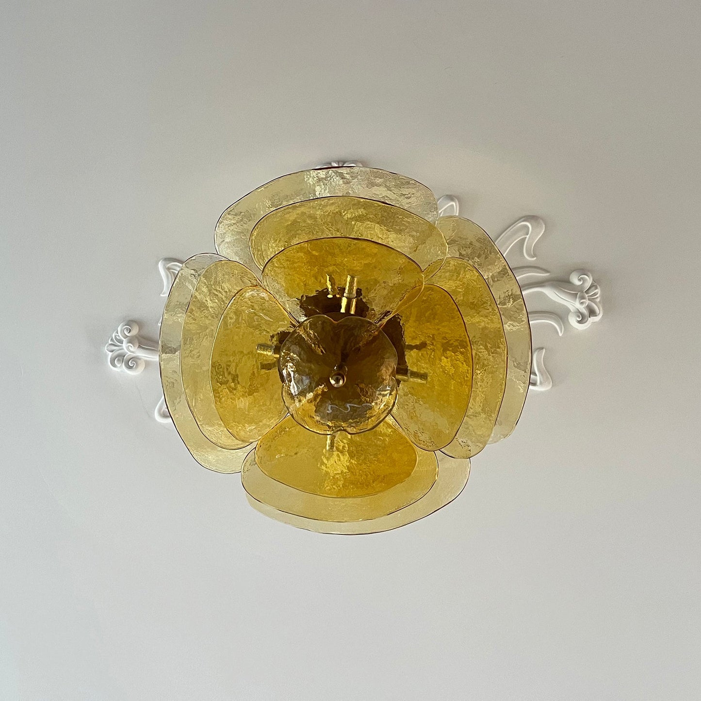 Elegant Petals Glass Chandelier - Dimmable, Energy-Efficient Lighting