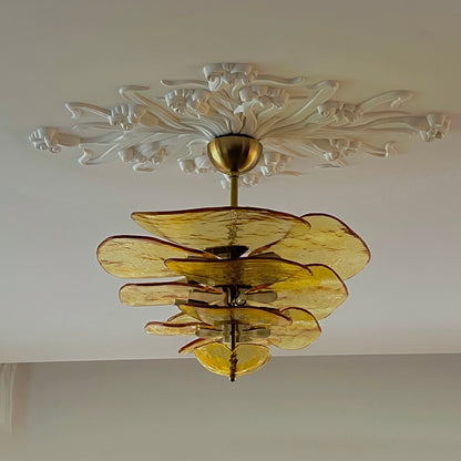 Elegant Petals Glass Chandelier - Dimmable, Energy-Efficient Lighting