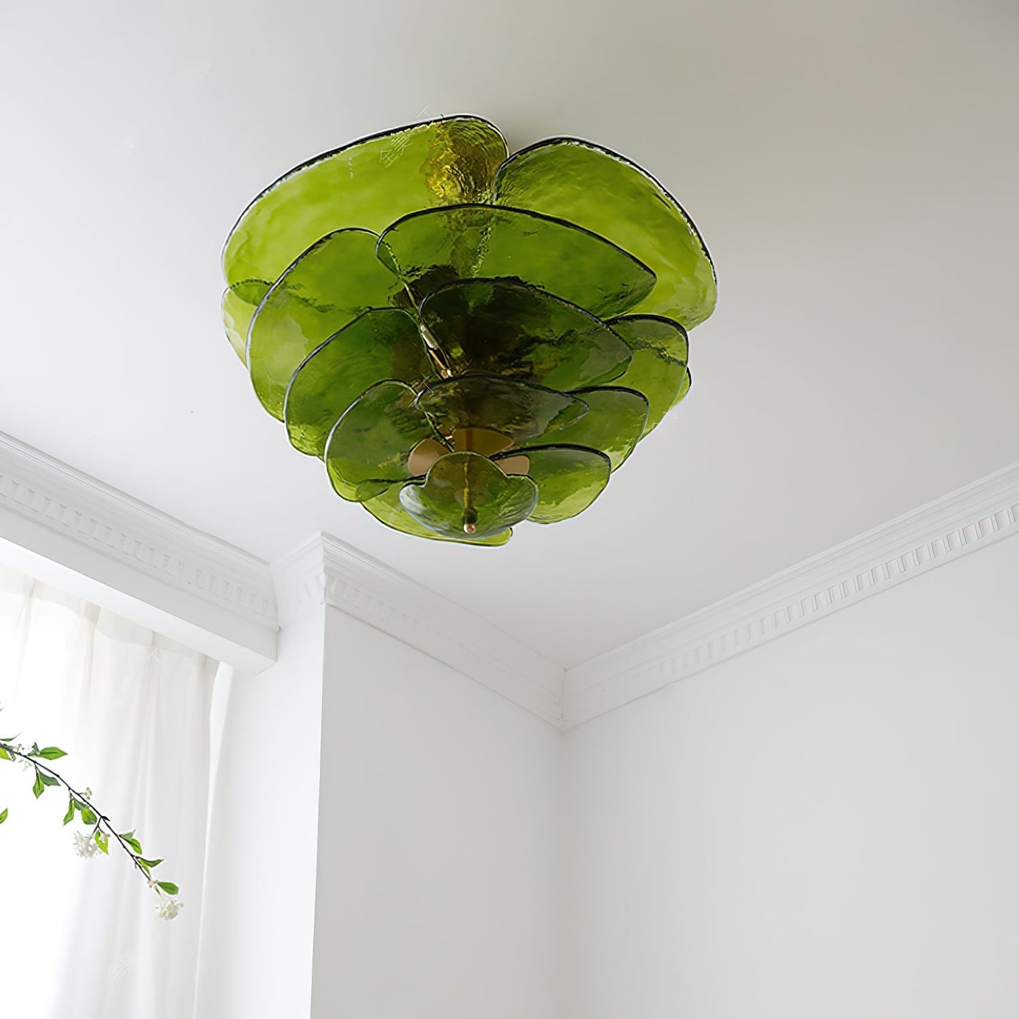 Elegant Petals Glass Chandelier - Dimmable, Energy-Efficient Lighting