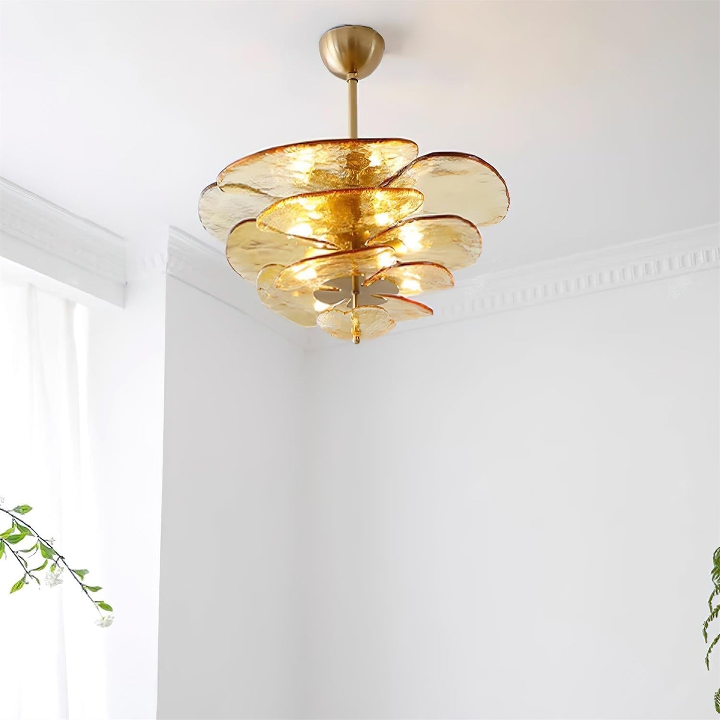 Elegant Petals Glass Chandelier - Dimmable, Energy-Efficient Lighting
