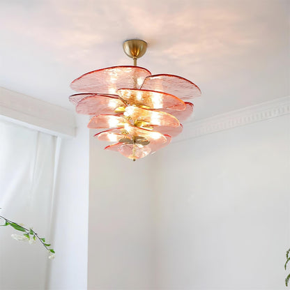 Elegant Petals Glass Chandelier - Dimmable, Energy-Efficient Lighting