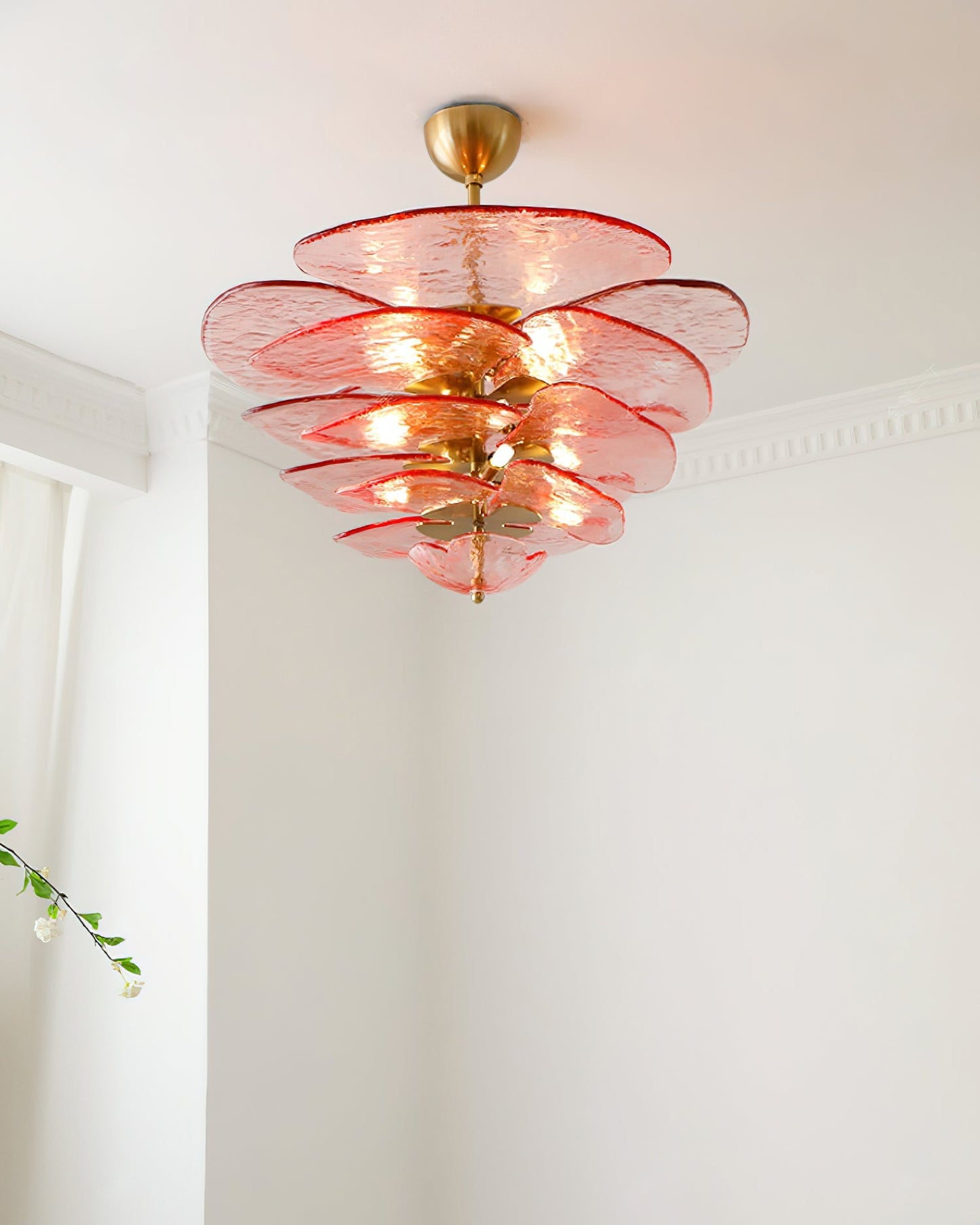 Elegant Petals Glass Chandelier - Dimmable, Energy-Efficient Lighting