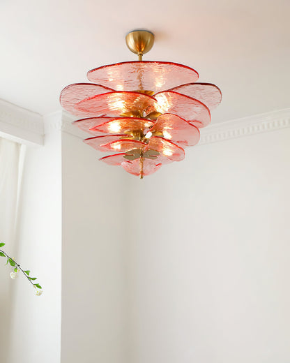 Elegant Petals Glass Chandelier - Dimmable, Energy-Efficient Lighting