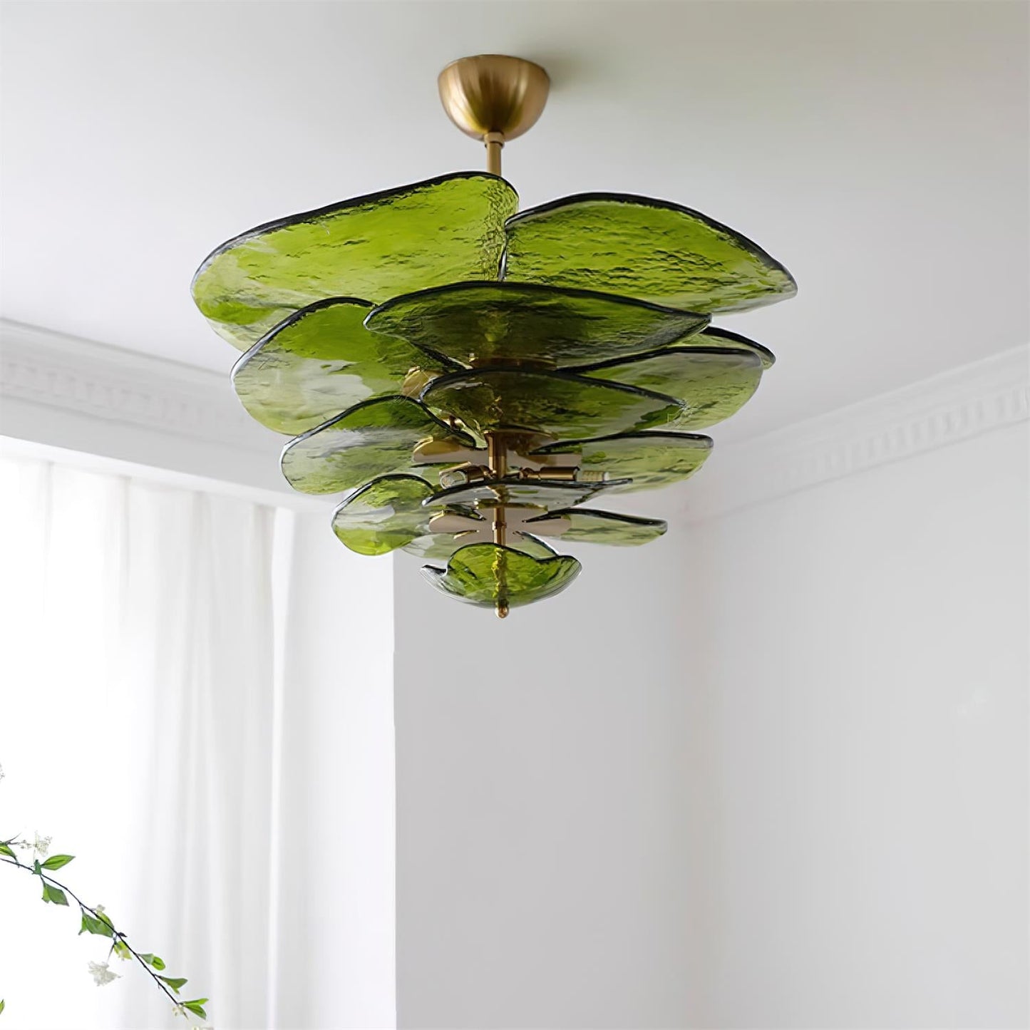 Elegant Petals Glass Chandelier - Dimmable, Energy-Efficient Lighting