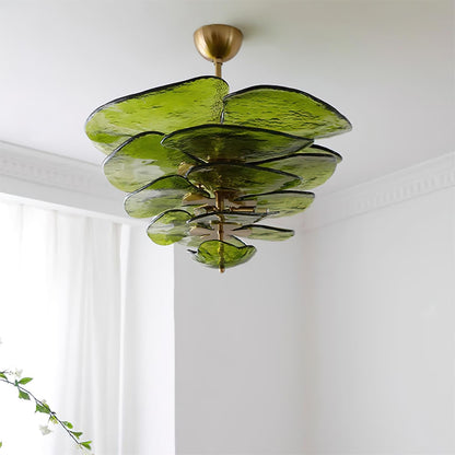 Elegant Petals Glass Chandelier - Dimmable, Energy-Efficient Lighting