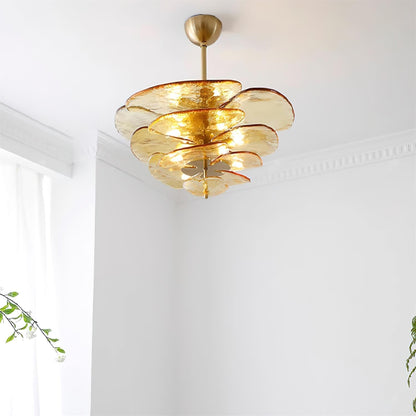 Elegant Petals Glass Chandelier - Dimmable, Energy-Efficient Lighting