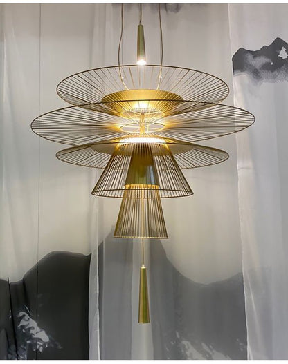 Elegant Golden Radiance Chandelier - Adjustable Height, Crystal Accent