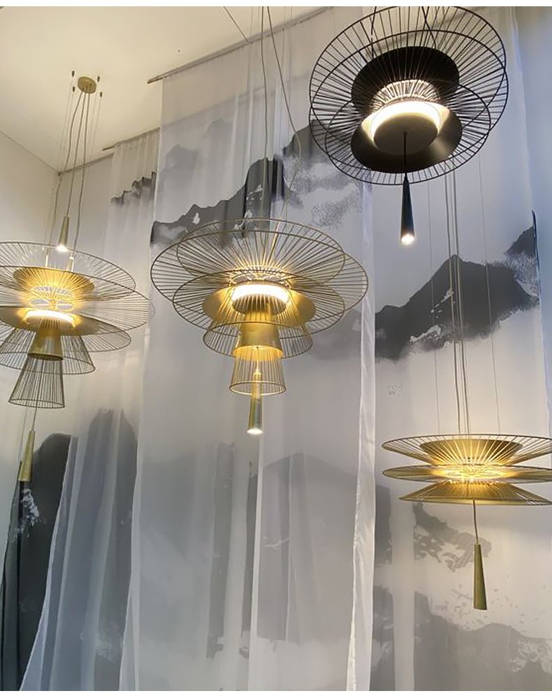Elegant Golden Radiance Chandelier - Adjustable Height, Crystal Accent
