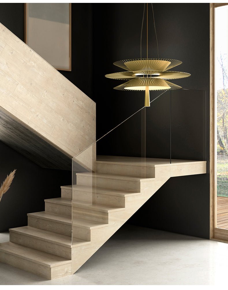Elegant Golden Radiance Chandelier - Adjustable Height, Crystal Accent