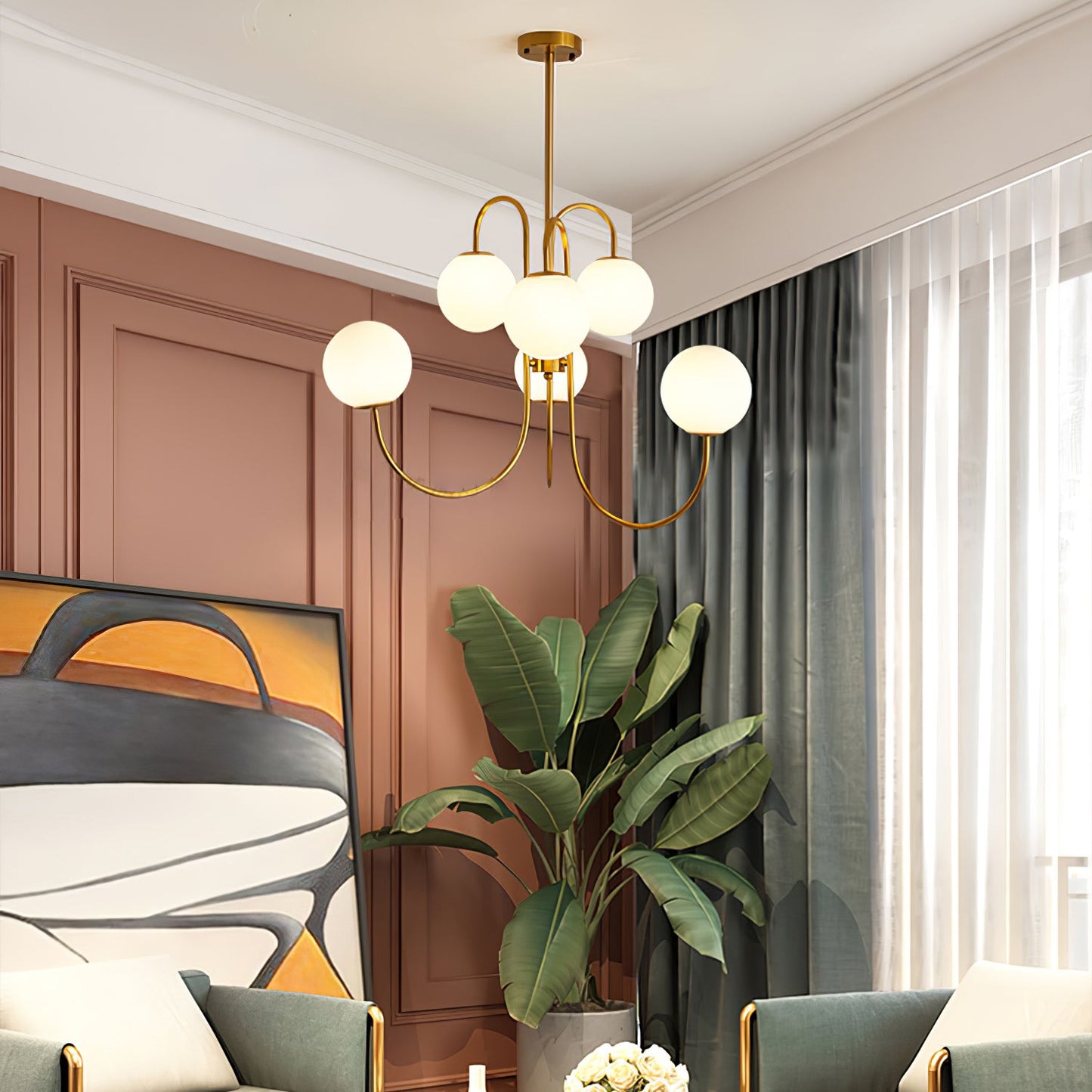 Elegant Gooseneck Chandelier with Adjustable Arms and LED Compatibilit