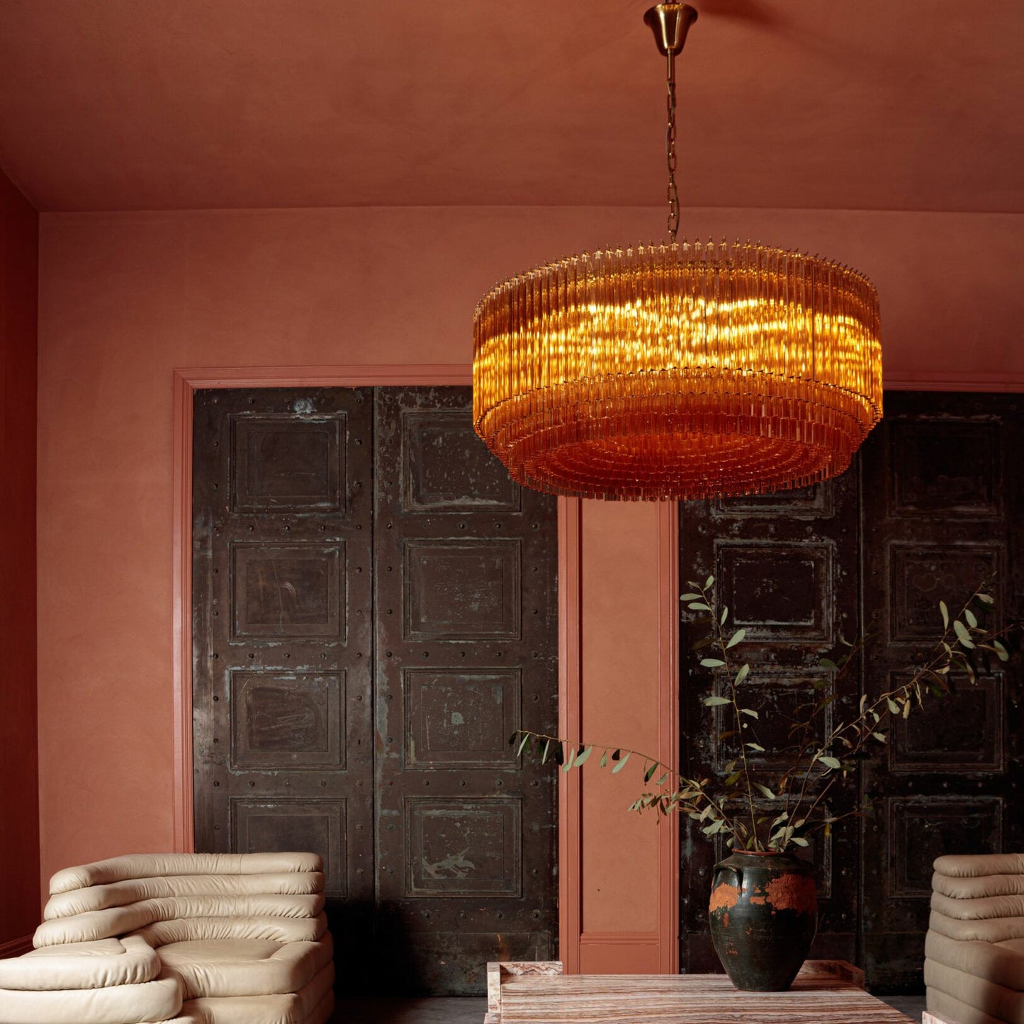 Grande Amaro Drum Chandelier - Elegant Design with Adjustable Height &