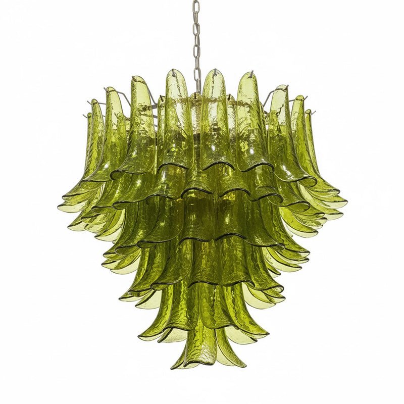 Elegant Green Petalo Chandelier with Adjustable Height & Energy-Effici