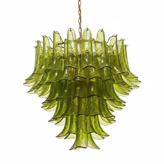 Elegant Green Petalo Chandelier with Adjustable Height & Energy-Effici