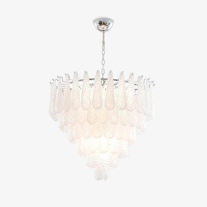 Modern Grid Glass Waterfall Chandelier with Dimmable LED Lights