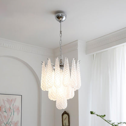 Modern Grid Glass Waterfall Chandelier with Dimmable LED Lights