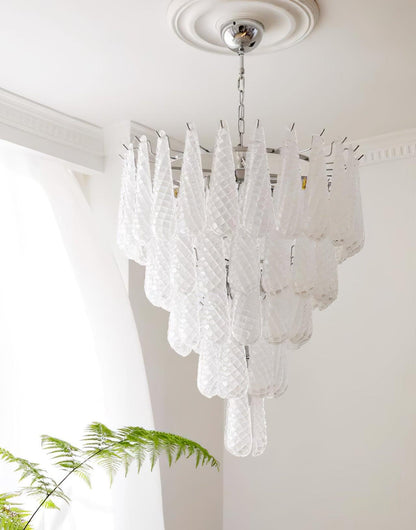 Modern Grid Glass Waterfall Chandelier with Dimmable LED Lights