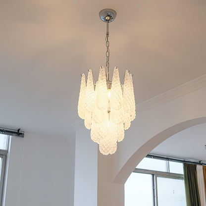 Modern Grid Glass Waterfall Chandelier with Dimmable LED Lights