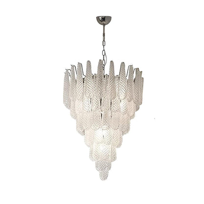 Modern Grid Glass Waterfall Chandelier with Dimmable LED Lights