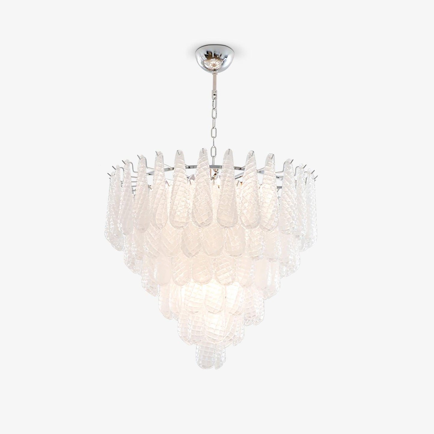 Modern Grid Glass Waterfall Chandelier with Dimmable LED Lights