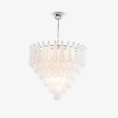 Modern Grid Glass Waterfall Chandelier with Dimmable LED Lights
