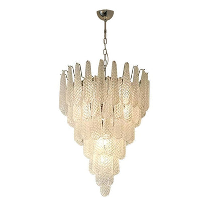 Modern Grid Glass Waterfall Chandelier with Dimmable LED Lights