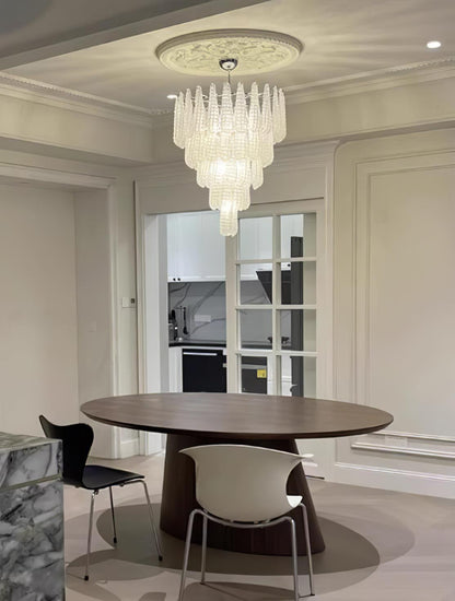 Modern Grid Glass Waterfall Chandelier with Dimmable LED Lights