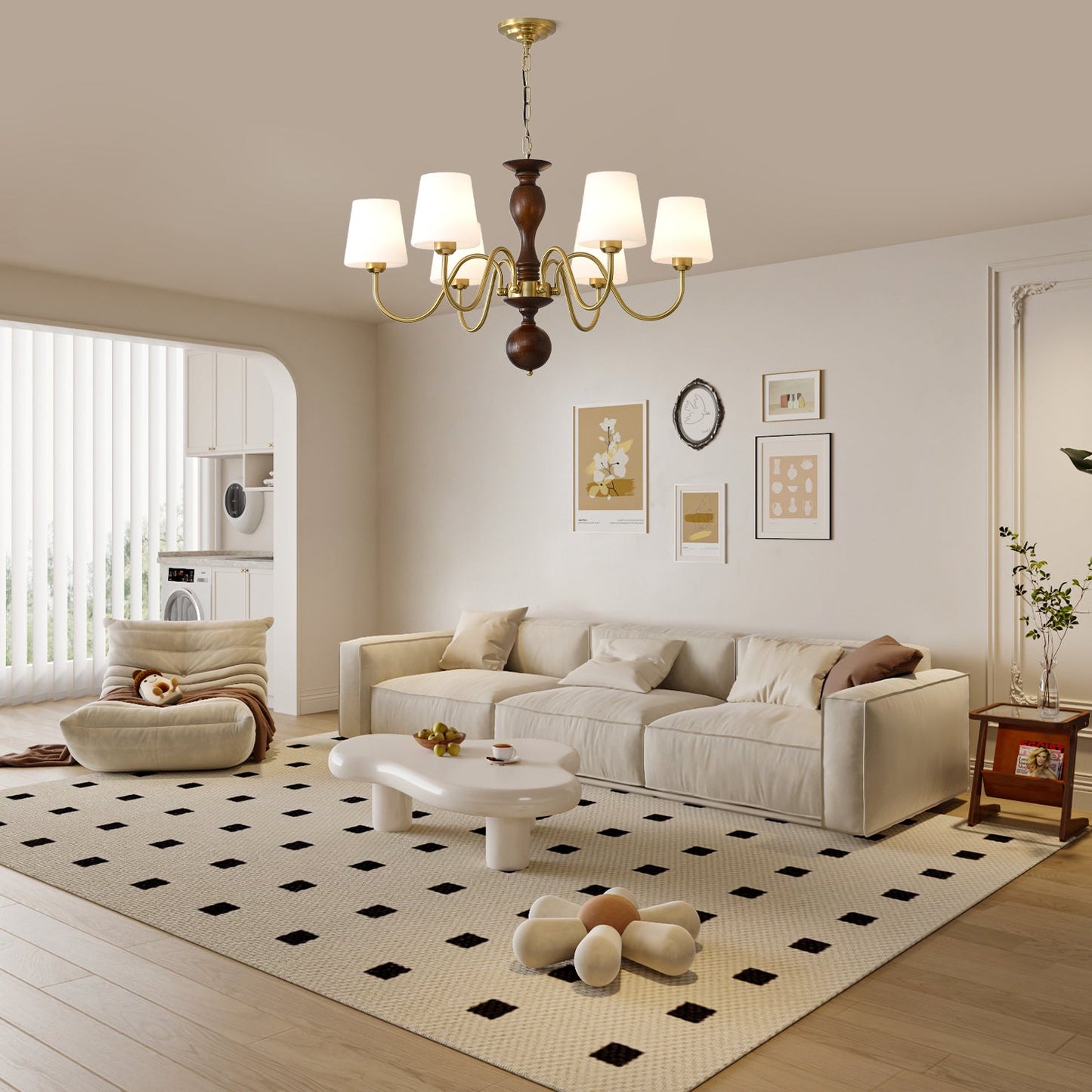 Grove Haven Chandelier - Elegant Design with Adjustable Height & LED B