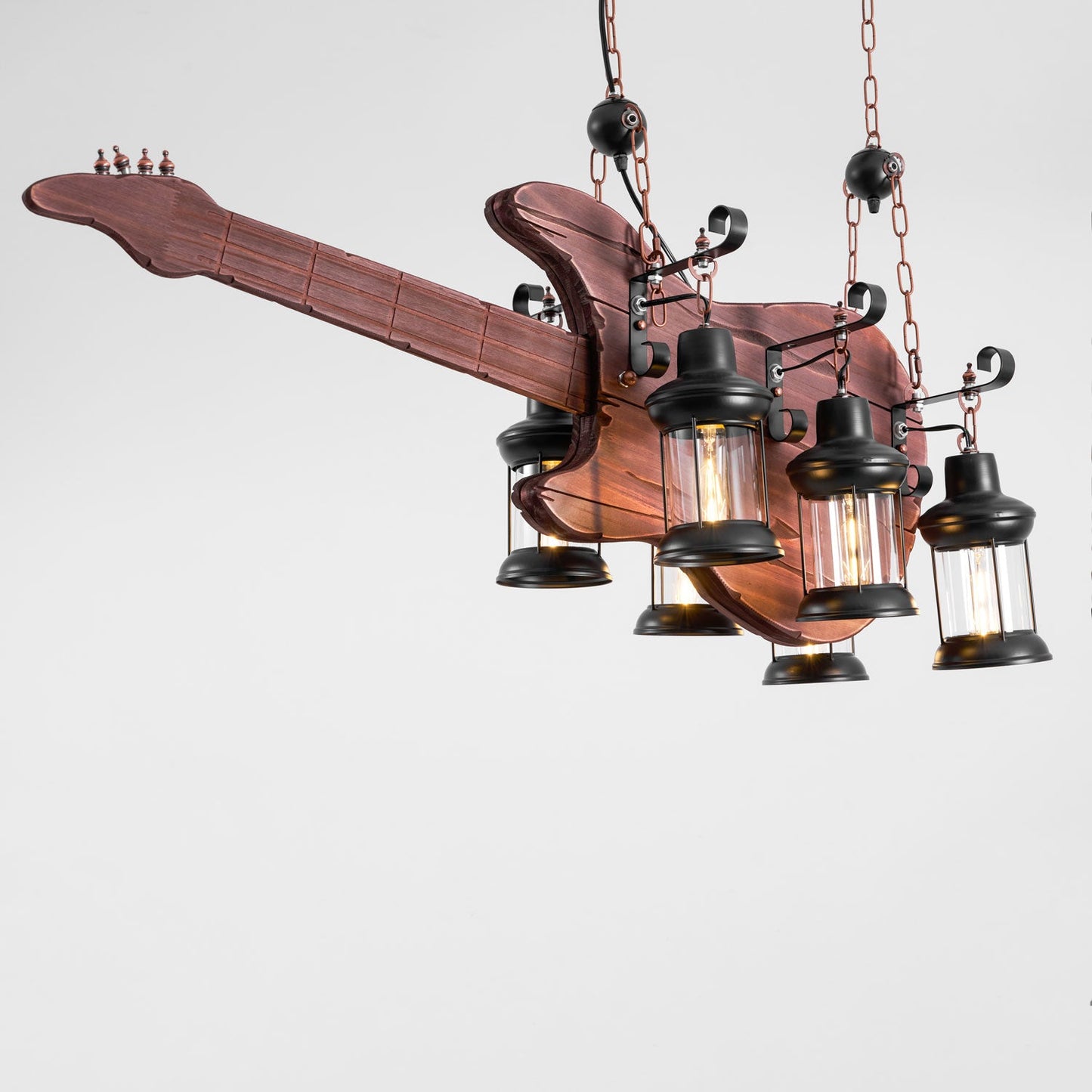 Guitar Pendant Light - Adjustable Height, Vintage Design, Warm Glow
