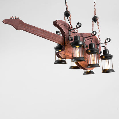 Guitar Pendant Light - Adjustable Height, Vintage Design, Warm Glow