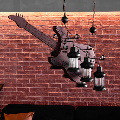 Guitar Pendant Light - Adjustable Height, Vintage Design, Warm Glow