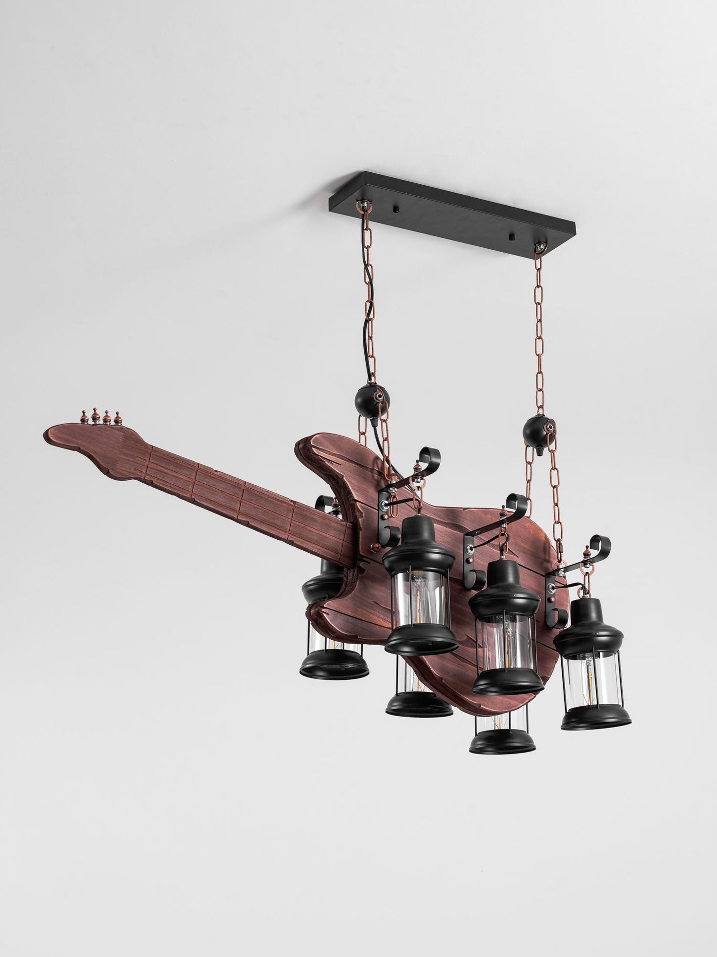 Guitar Pendant Light - Adjustable Height, Vintage Design, Warm Glow