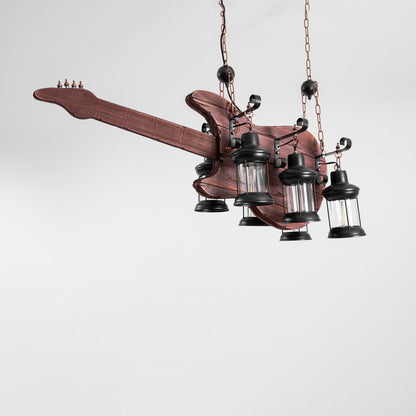 Guitar Pendant Light - Adjustable Height, Vintage Design, Warm Glow