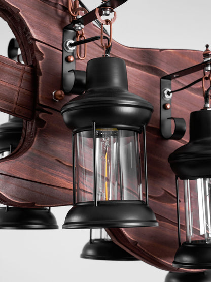 Guitar Pendant Light - Adjustable Height, Vintage Design, Warm Glow