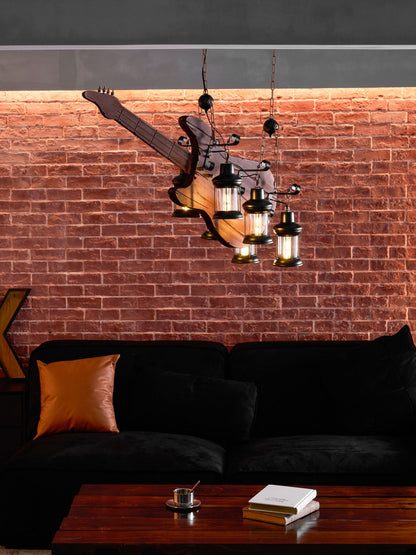 Guitar Pendant Light - Adjustable Height, Vintage Design, Warm Glow