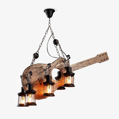 Guitar Pendant Light - Adjustable Height, Vintage Design, Warm Glow