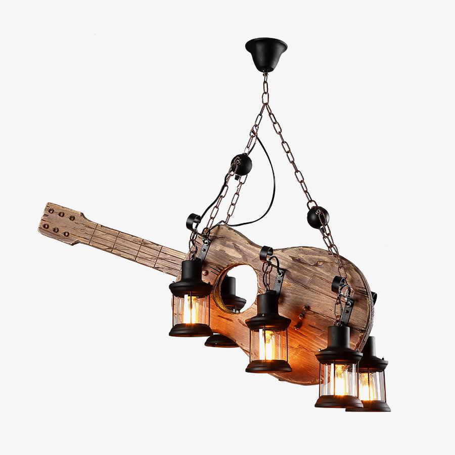 Guitar Pendant Light - Adjustable Height, Vintage Design, Warm Glow