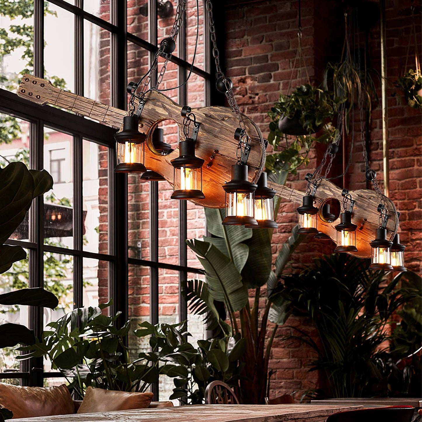 Guitar Pendant Light - Adjustable Height, Vintage Design, Warm Glow