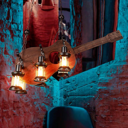 Guitar Pendant Light - Adjustable Height, Vintage Design, Warm Glow