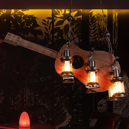 Guitar Pendant Light - Adjustable Height, Vintage Design, Warm Glow