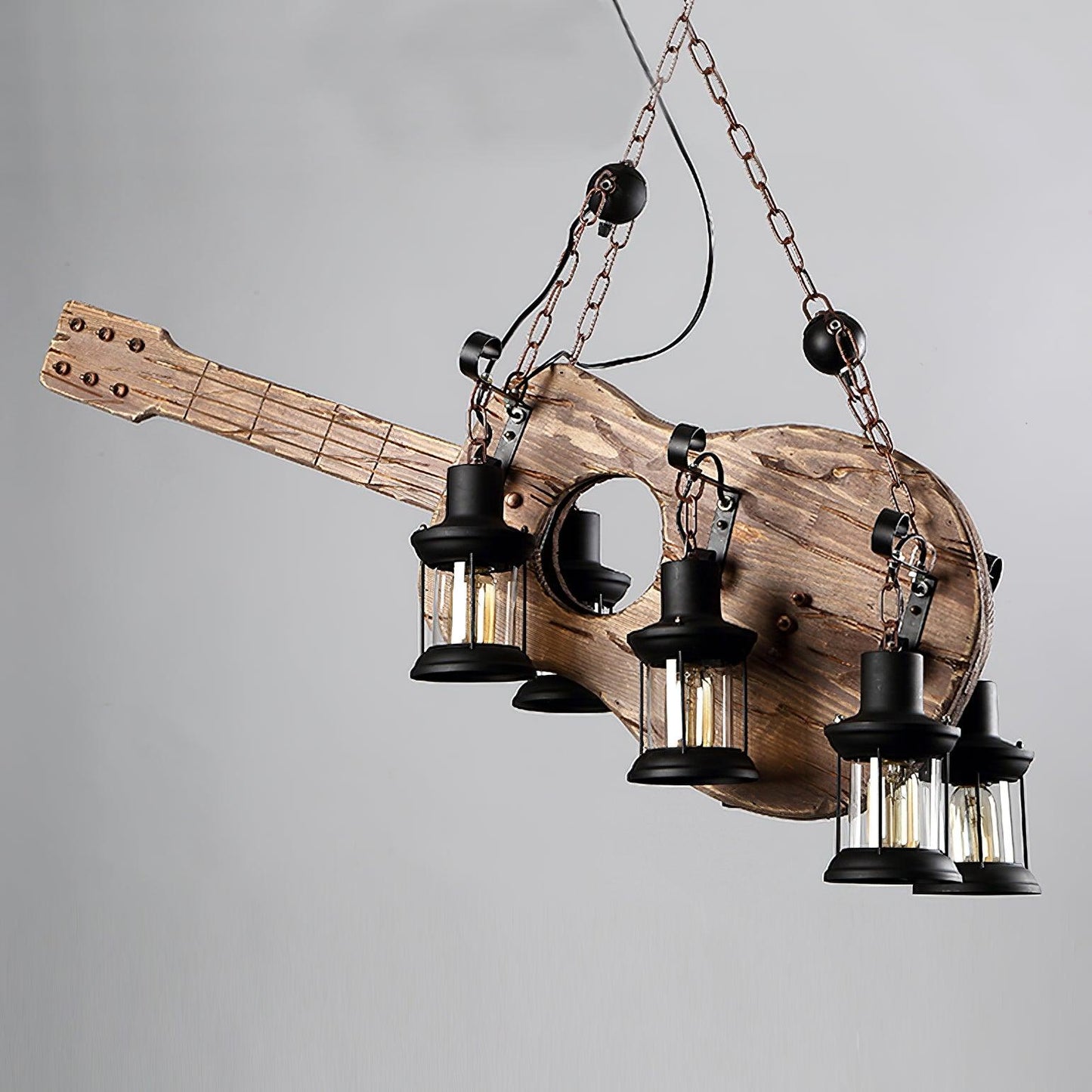 Guitar Pendant Light - Adjustable Height, Vintage Design, Warm Glow
