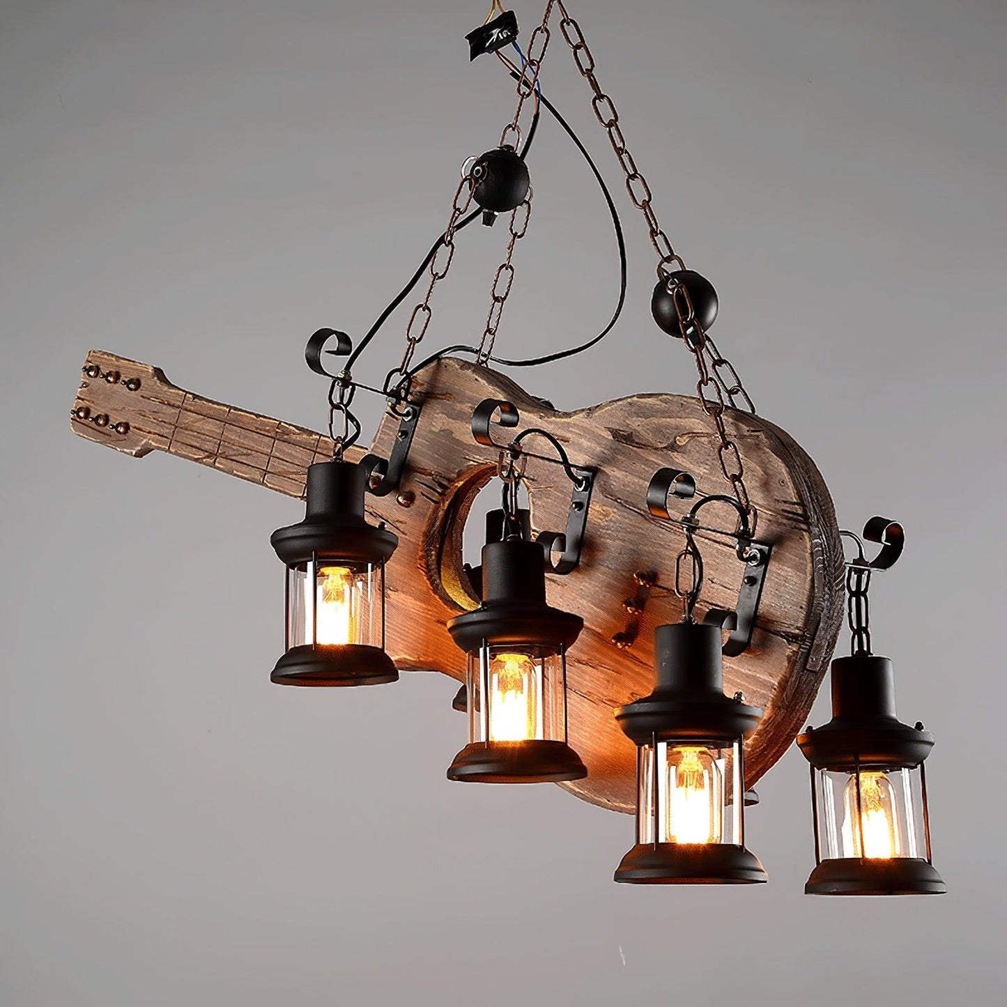 Guitar Pendant Light - Adjustable Height, Vintage Design, Warm Glow