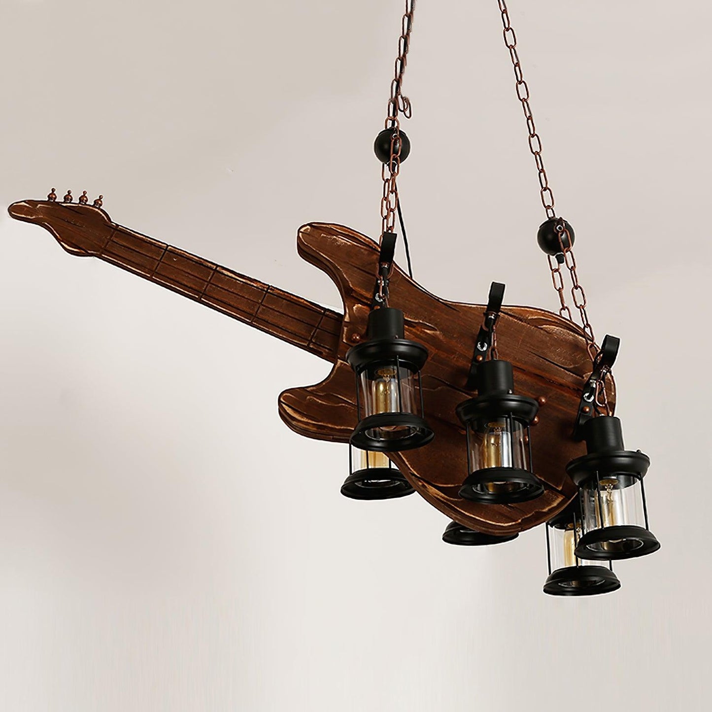Guitar Pendant Light - Adjustable Height, Vintage Design, Warm Glow