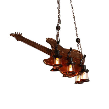 Guitar Pendant Light - Adjustable Height, Vintage Design, Warm Glow