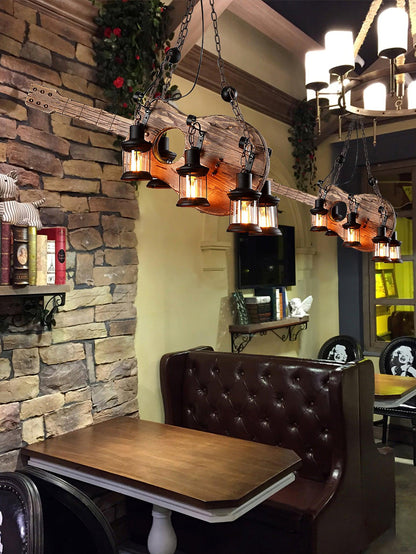 Guitar Pendant Light - Adjustable Height, Vintage Design, Warm Glow