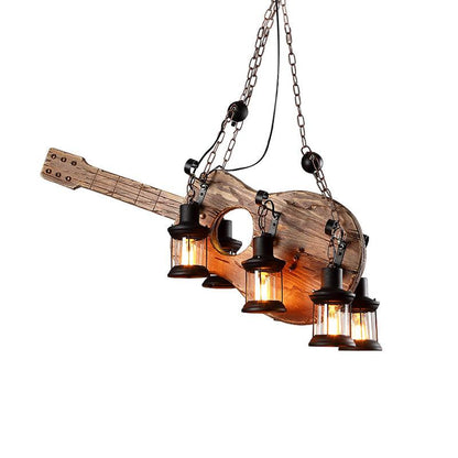 Guitar Pendant Light - Adjustable Height, Vintage Design, Warm Glow