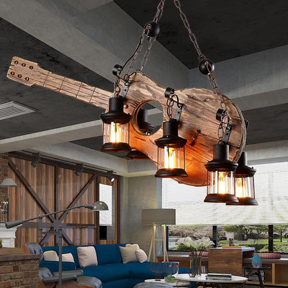 Guitar Pendant Light - Adjustable Height, Vintage Design, Warm Glow