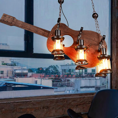 Guitar Pendant Light - Adjustable Height, Vintage Design, Warm Glow