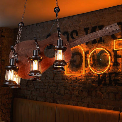 Guitar Pendant Light - Adjustable Height, Vintage Design, Warm Glow
