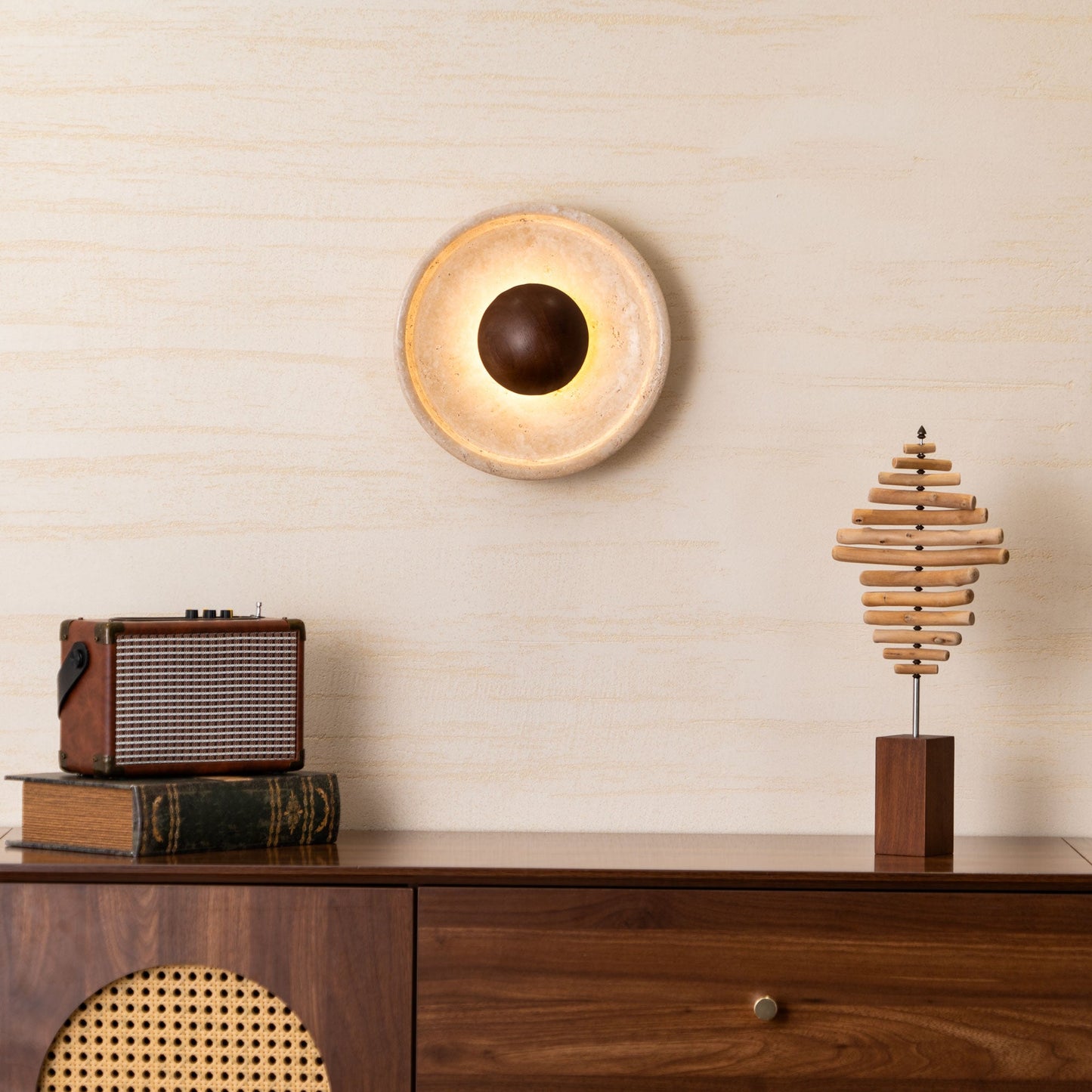 Halo Travertine Wall Light - Energy Efficient, Modern Design, Soft Glo