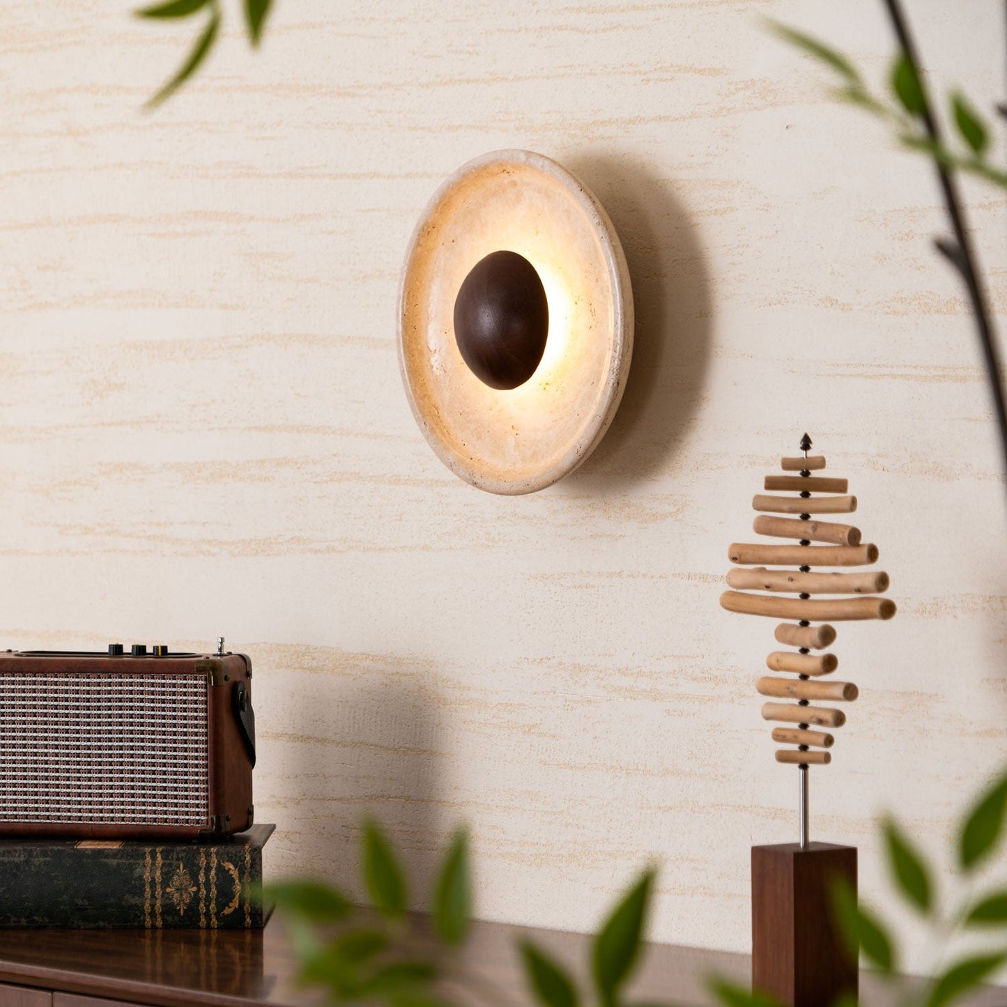Halo Travertine Wall Light - Energy Efficient, Modern Design, Soft Glo